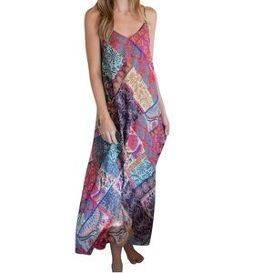 Natural Life Gracie Slip Maxi Dress Boho Blooms Patchwork NWT Small